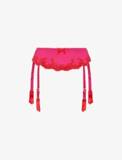 AGENT PROVOCATEUR Molly Lace-trim Stretch-silk Suspender Belt