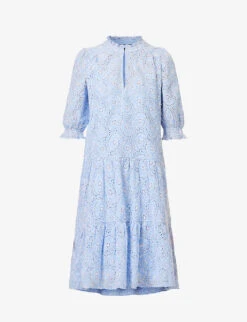 ME AND EM Broderie-anglaise Chambray Cotton Midi Dress