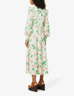 ME AND EM Floral-print Stretch-cotton Midi Dress -Reisi Clothing Shop R04129197 LIGHTCREAMBRIGHTR ALT03