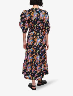 Halcyon Floral-print Wrap Organic-cotton Midi Dress -Reisi Clothing Shop R04129969 FLORALBRIGHTPRINT ALT03