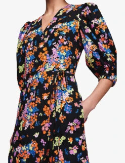 Halcyon Floral-print Wrap Organic-cotton Midi Dress -Reisi Clothing Shop R04129969 FLORALBRIGHTPRINT ALT04