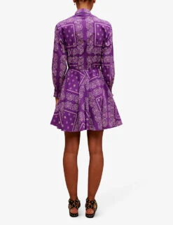 Maje Paisley-print Cotton Mini Dress -Reisi Clothing Shop R04130675 VIOLETS ALT03