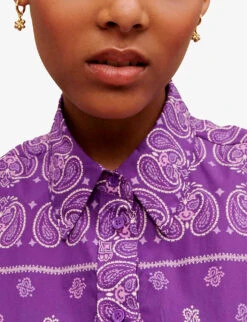 Maje Paisley-print Cotton Mini Dress -Reisi Clothing Shop R04130675 VIOLETS ALT04