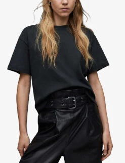 AllSaints Cygni Cut-out Organic-cotton T-shirt 9 AllSaints Cygni Cut-out Organic-cotton T-shirt -Reisi Clothing Shop R04131319 WASHEDBLACK ALT02