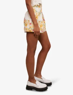 Maje Floral Print High-rise Cotton Shorts -Reisi Clothing Shop R04133547 IMPRIME ALT02