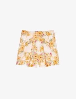 Maje Floral Print High-rise Cotton Shorts