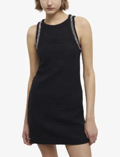 THE KOOPLES Chain-trim Knitted Cotton-blend Mini Dress -Reisi Clothing Shop R04133976 BLA01 ALT02