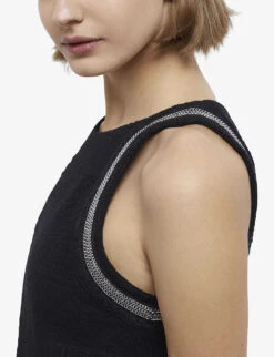 THE KOOPLES Chain-trim Knitted Cotton-blend Mini Dress -Reisi Clothing Shop R04133976 BLA01 ALT04