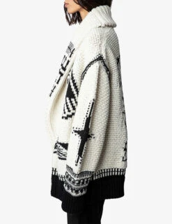 Zadig & Voltaire Ella Intarsia Knitted Wool-blend Coat -Reisi Clothing Shop R04134395 ECRU ALT02
