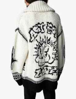 Zadig & Voltaire Ella Intarsia Knitted Wool-blend Coat -Reisi Clothing Shop R04134395 ECRU ALT03