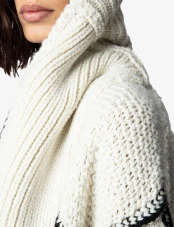 Zadig & Voltaire Ella Intarsia Knitted Wool-blend Coat -Reisi Clothing Shop R04134395 ECRU ALT04