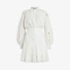 AllSaints Keely Broderie Inverted-pleat Woven Mini Dress