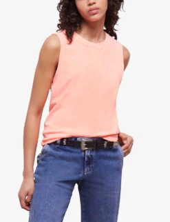 THE KOOPLES Embroidered-logo Sleeveless Cotton T-shirt -Reisi Clothing Shop R04135418 ORA57 ALT02