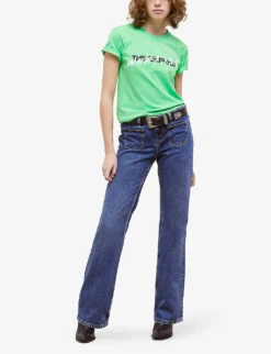 THE KOOPLES 'What Is?' Logo-print Cotton-jersey T-shirt -Reisi Clothing Shop R04135431 GRN14 ALT01