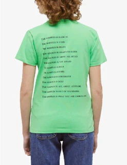 THE KOOPLES 'What Is?' Logo-print Cotton-jersey T-shirt -Reisi Clothing Shop R04135431 GRN14 ALT03