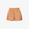 Faithfull The Brand Elva Striped High-rise Cotton-poplin Shorts -Reisi Clothing Shop R04135575 ADIASTRIPEPRTHAZELNUT M