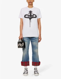 Vivienne Westwood Spray Orb Graphic-print Cotton T-shirt -Reisi Clothing Shop R04135881 WHITE ALT01