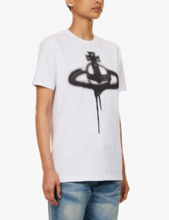 Vivienne Westwood Spray Orb Graphic-print Cotton T-shirt -Reisi Clothing Shop R04135881 WHITE ALT02