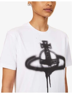 Vivienne Westwood Spray Orb Graphic-print Cotton T-shirt -Reisi Clothing Shop R04135881 WHITE ALT04