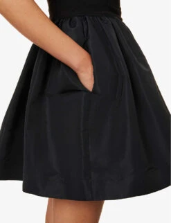 Alexander McQueen Cut-out Flared-hem Cotton Mini Dress -Reisi Clothing Shop R04136199 BLACK ALT04