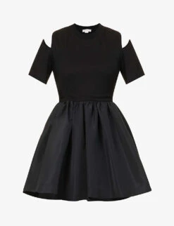 Alexander McQueen Cut-out Flared-hem Cotton Mini Dress