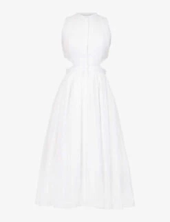 Alexander McQueen Panelled Flared-hem Cotton Midi Dress