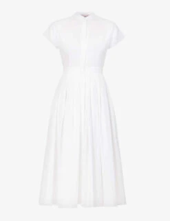 Alexander McQueen Day Flared-hem Cotton Midi Dress