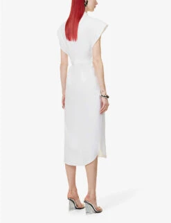 Alexander McQueen Sleeveless Button-up Cotton Midi Dress -Reisi Clothing Shop R04136238 OPTICALWHITE ALT03