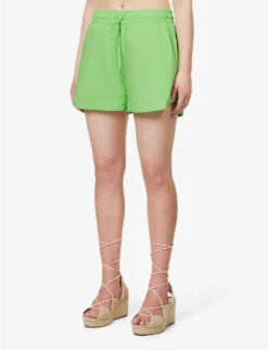 Devotion Twins Garnatis Elasticated-waistband Regular-fit Cotton Shorts -Reisi Clothing Shop R04136381 GREEN2086 ALT02