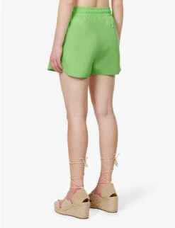 Devotion Twins Garnatis Elasticated-waistband Regular-fit Cotton Shorts -Reisi Clothing Shop R04136381 GREEN2086 ALT03