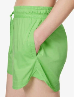 Devotion Twins Garnatis Elasticated-waistband Regular-fit Cotton Shorts -Reisi Clothing Shop R04136381 GREEN2086 ALT04