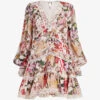 AllSaints Zora Leondra Floral-print Lace-trim Woven Mini Dress -Reisi Clothing Shop R04136395 PEARLMULTI M