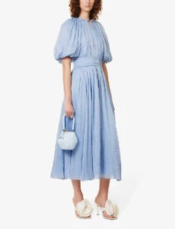 Elysium Linen And Silk-blend Maxi Dress -Reisi Clothing Shop R04136624 STEELBLUE ALT01