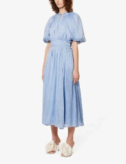 Elysium Linen And Silk-blend Maxi Dress -Reisi Clothing Shop R04136624 STEELBLUE ALT02