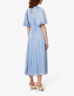 Elysium Linen And Silk-blend Maxi Dress -Reisi Clothing Shop R04136624 STEELBLUE ALT03
