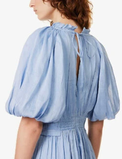 Elysium Linen And Silk-blend Maxi Dress -Reisi Clothing Shop R04136624 STEELBLUE ALT04