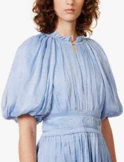 Elysium Linen And Silk-blend Maxi Dress -Reisi Clothing Shop R04136624 STEELBLUE ALT05