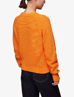 Whistles Round-neck Ribbed Cotton-knit Jumper -Reisi Clothing Shop R04136785 BRIGHTORANGE ALT03