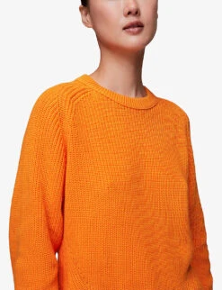 Whistles Round-neck Ribbed Cotton-knit Jumper -Reisi Clothing Shop R04136785 BRIGHTORANGE ALT04