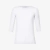 Vince Three Quarter-length Sleeve Ribbed Stretch-woven Top 2 Vince Three Quarter-length Sleeve Ribbed Stretch-woven Top -Reisi Clothing Shop R04137205 OPTICWHITE M