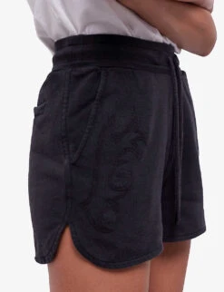 THE KOOPLES Logo-embroidered Drawstring-waist Cotton Shorts -Reisi Clothing Shop R04137387 BLA55 ALT04