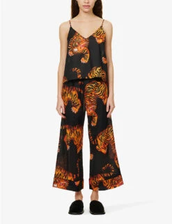 Rayas Tiger-print Cotton Pyjamas -Reisi Clothing Shop R04138266 BLACK ALT02