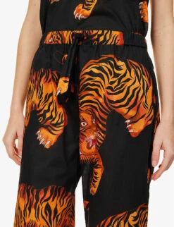 Rayas Tiger-print Cotton Pyjamas -Reisi Clothing Shop R04138266 BLACK ALT04