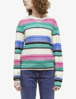 THE KOOPLES Striped Round-neck Wool-blend Jumper -Reisi Clothing Shop R04139139 MU01 ALT02