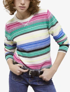 THE KOOPLES Striped Round-neck Wool-blend Jumper -Reisi Clothing Shop R04139139 MU01 ALT04