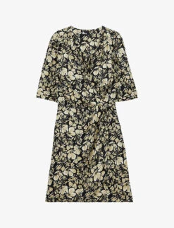 THE KOOPLES Floral Print-wrap Woven Mini Dress