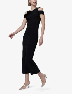 Open-shoulder Relaxed-fit Stretch-knit Maxi Dress -Reisi Clothing Shop R04141938 BLACK ALT02