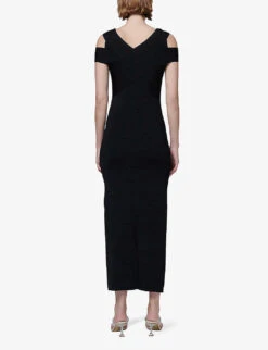Open-shoulder Relaxed-fit Stretch-knit Maxi Dress -Reisi Clothing Shop R04141938 BLACK ALT03