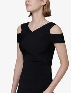 Open-shoulder Relaxed-fit Stretch-knit Maxi Dress -Reisi Clothing Shop R04141938 BLACK ALT04