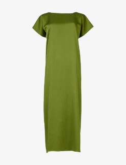 Frilled-back Satin Midi Dress